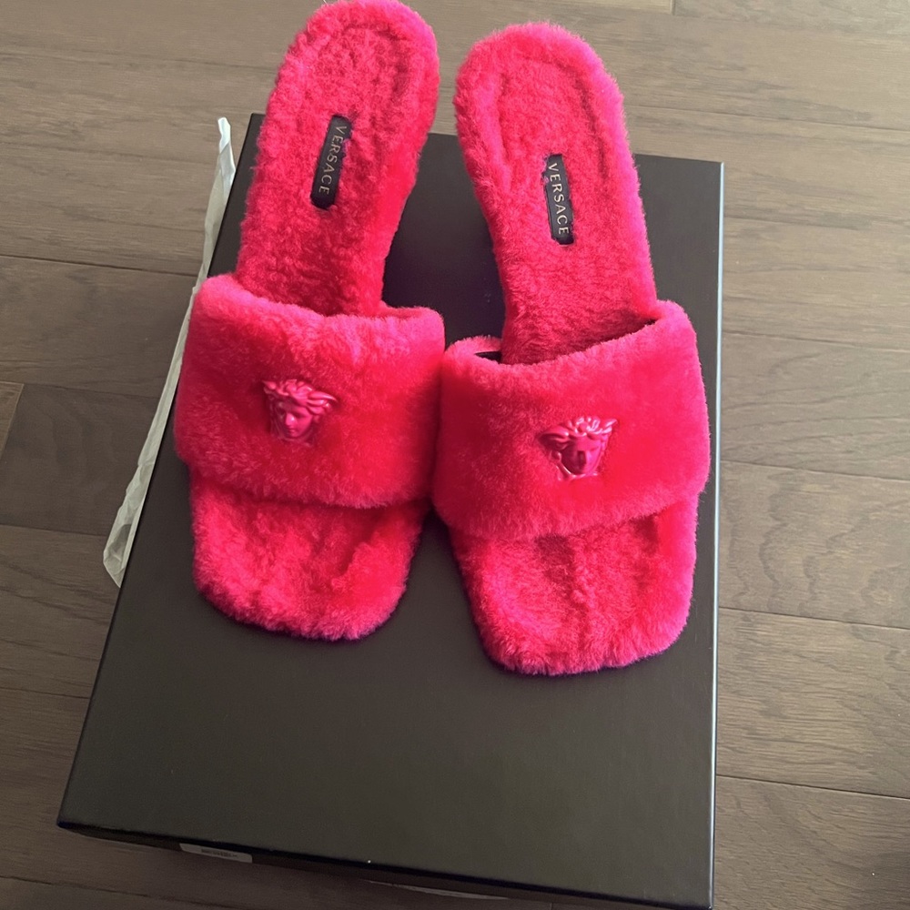 Versace Mule Shearling Sandal